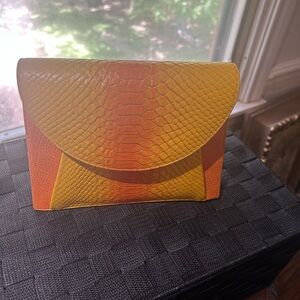 Orange and Yellow Snakeskin Clutch